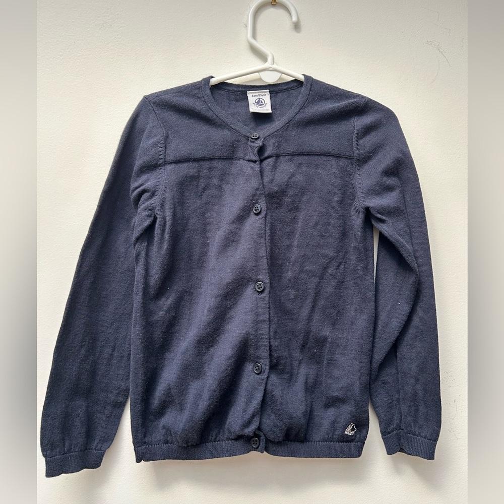 Petit Bateau navy girls cardigan 6y